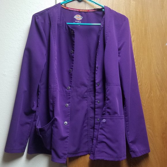 Dickies Xtreme Stretch Purple Scrub Jacket - Picture 1 of 4